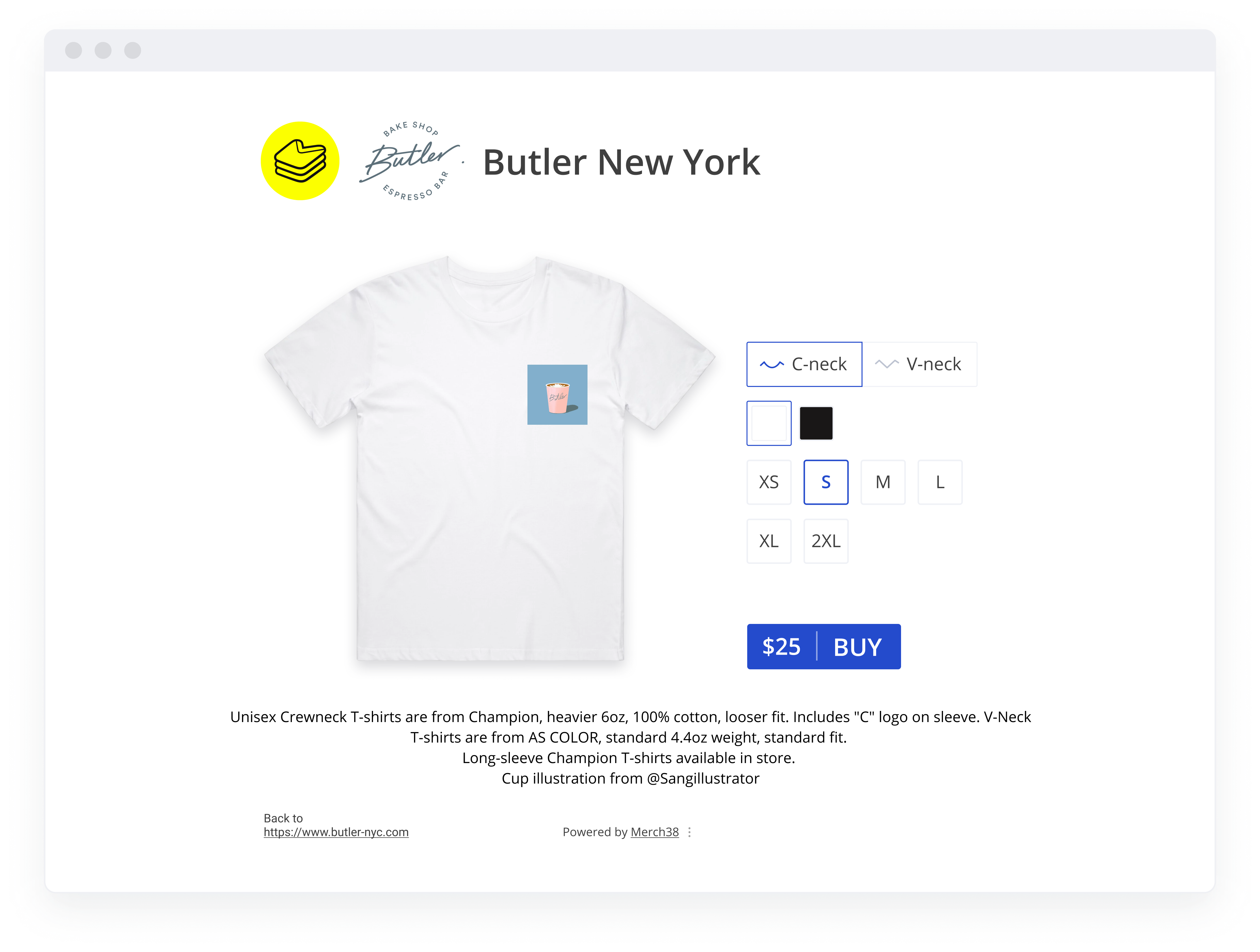 Merch38's single-item store